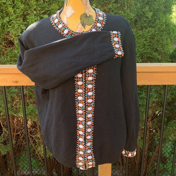 Vintage, Black long sleeve cardigan with beaded design - Picture 12 of 17